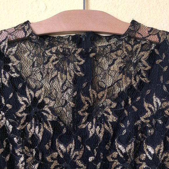 Vintage Black and Gold Lace Cocktail Dress - Picture 2 of 4